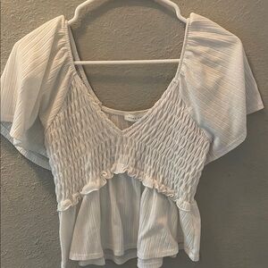 White Smocked Women's Top